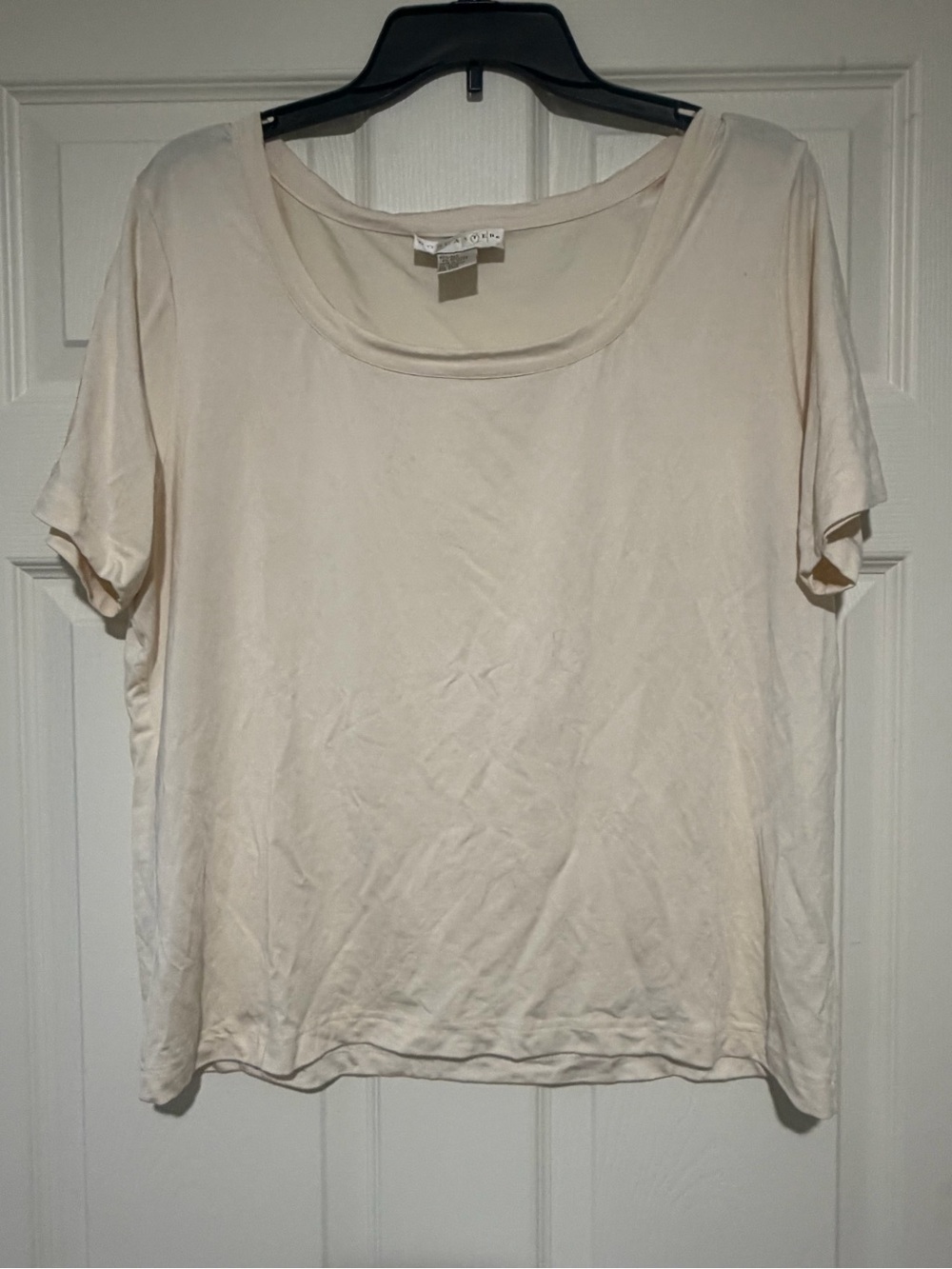 Doncaster Cream Scoop Neck Short Sleeve silk tee silk top vintage